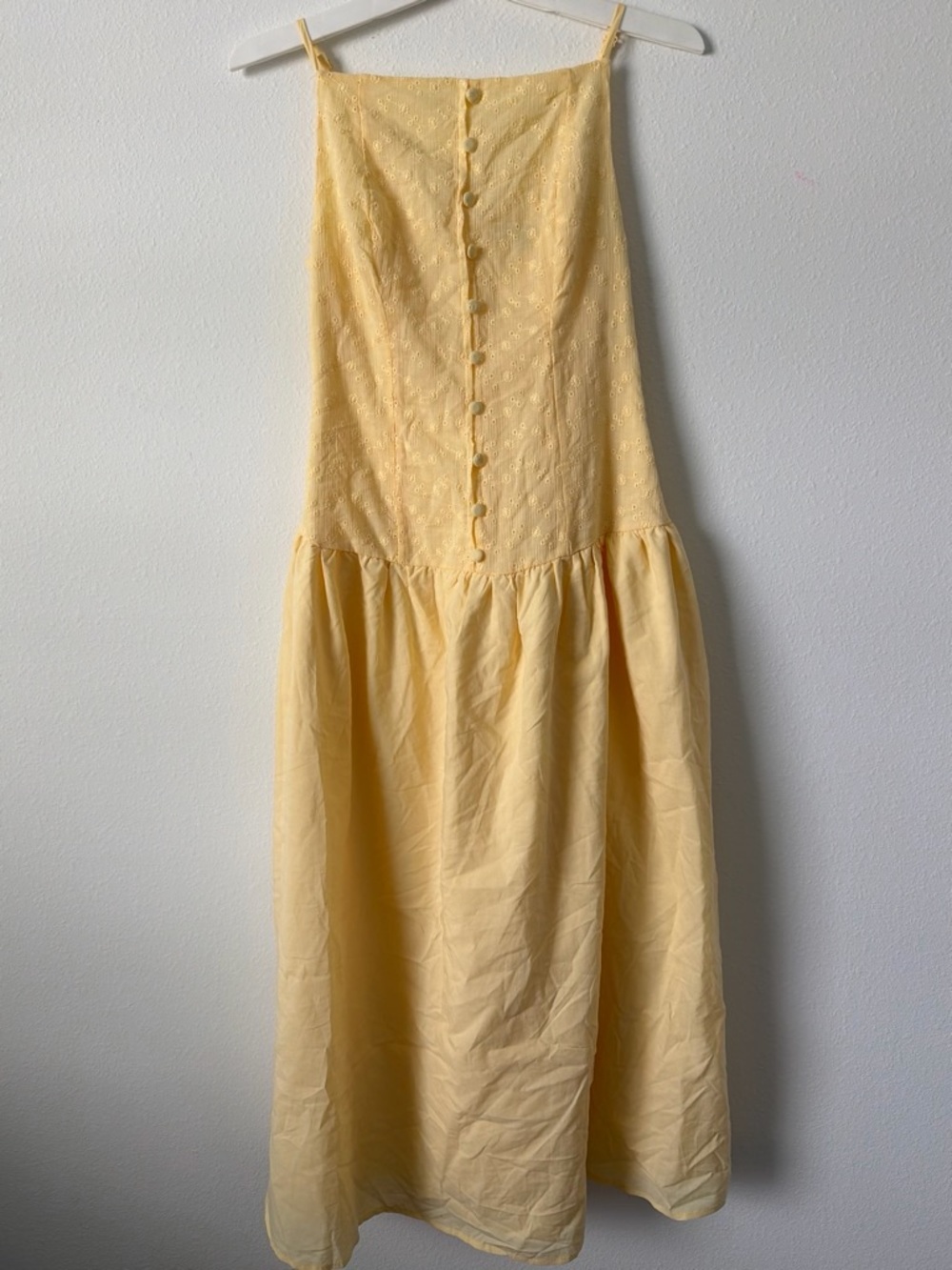 Wild Fable Yellow Textured Spaghetti-Strap Midi Dress